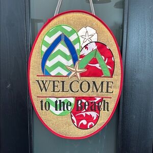 Door Hanger Welcome To The Beach Flip Flops Applique New
